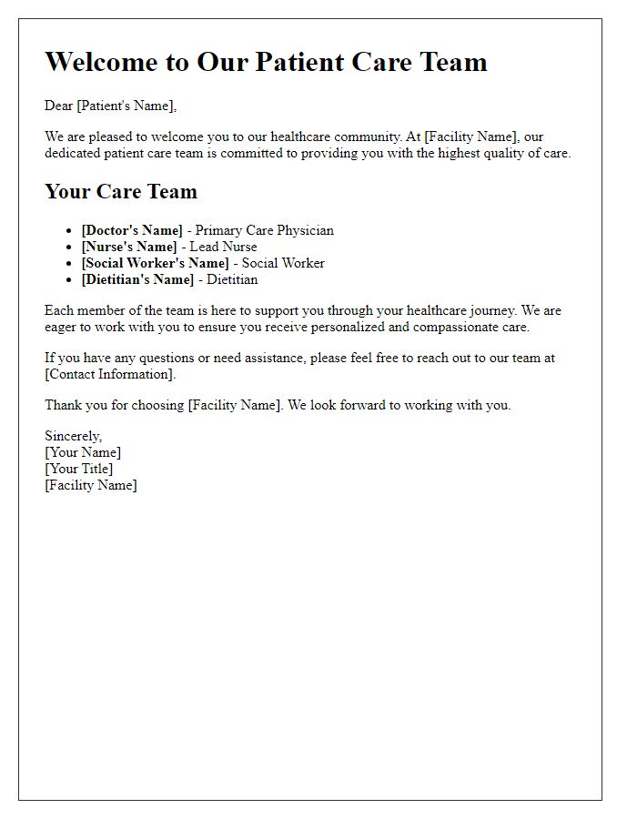 Letter template of introduction to a patient care team