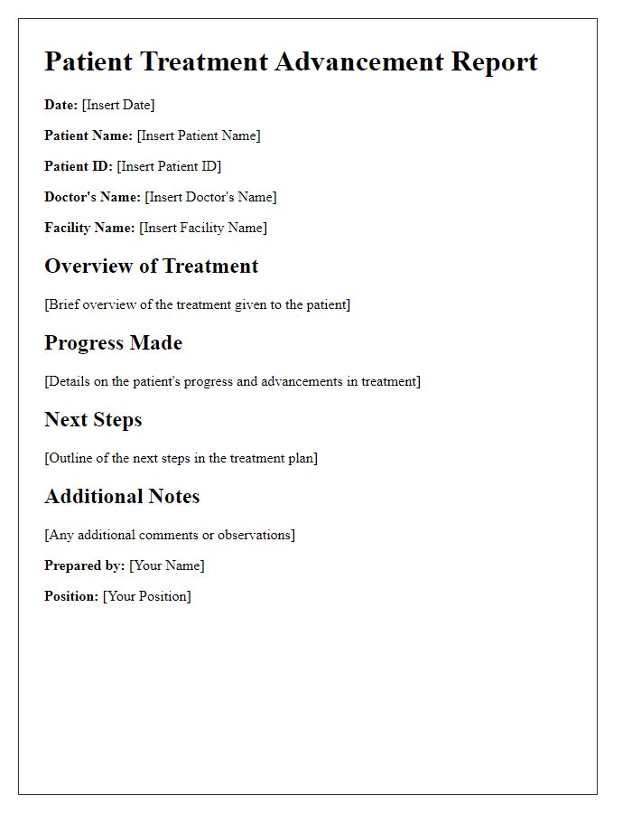 Letter template of patient treatment advancement report