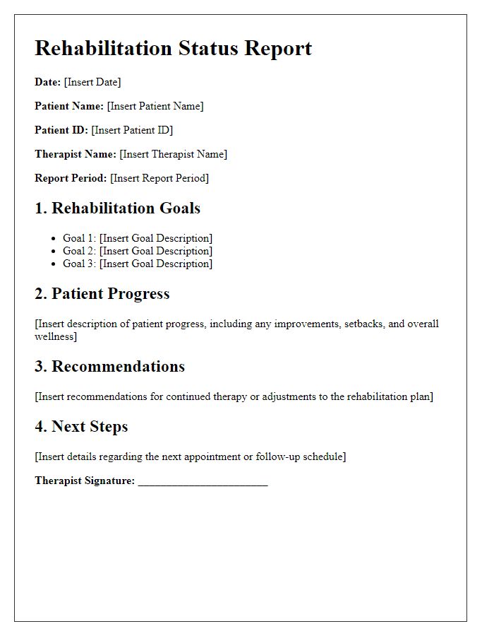 Letter template of rehabilitation status report for patient wellness