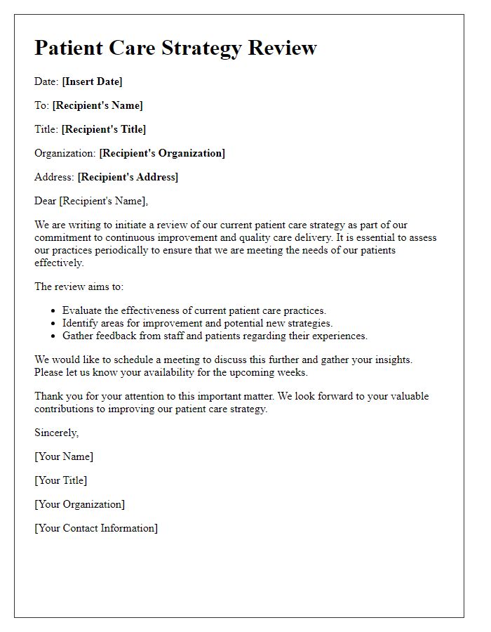 Letter template of patient care strategy review