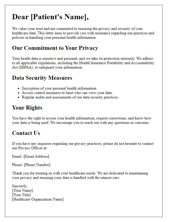 Letter template of healthcare data privacy assurance for patients