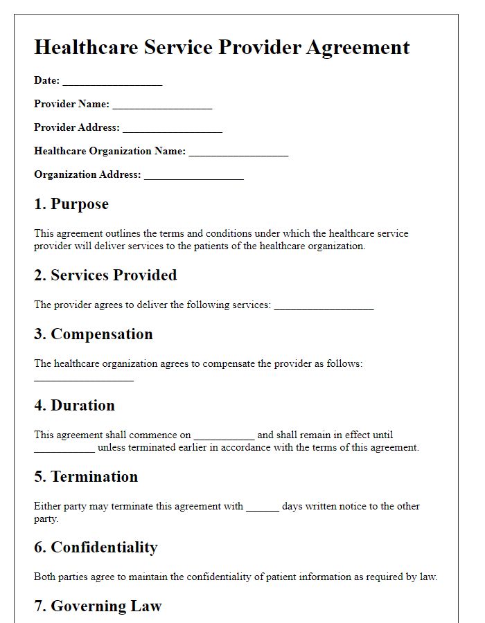 Letter template of healthcare service provider agreement