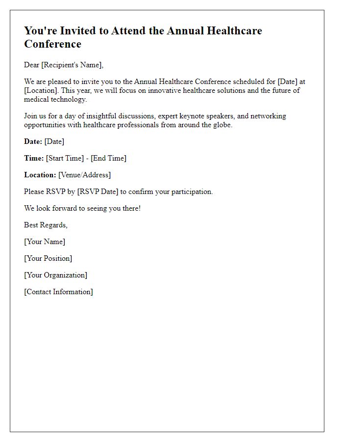 Letter template of healthcare conference invitation