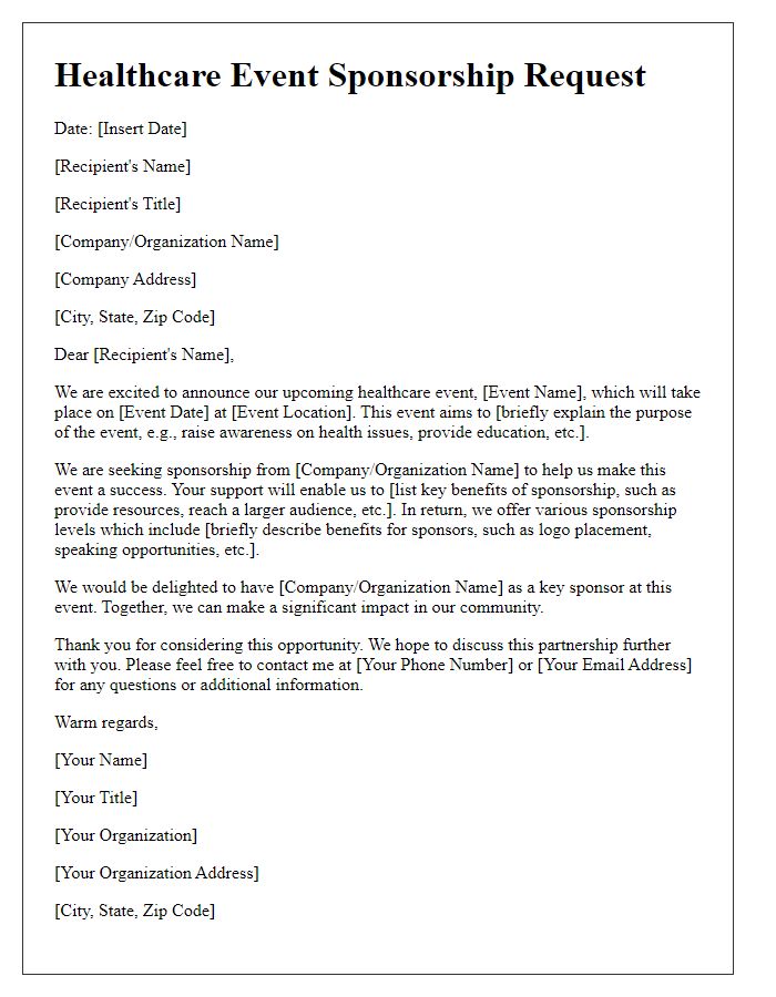 Letter template of healthcare event sponsorship request