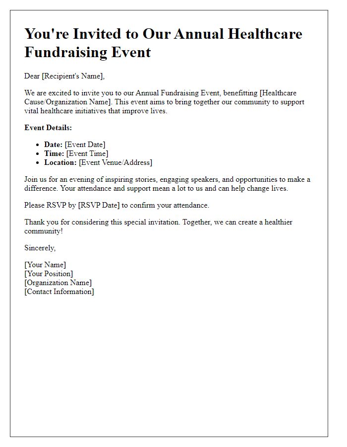 Letter template of healthcare fundraising event invitation