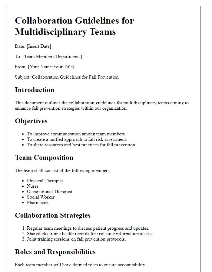 Letter template of collaboration guidelines between multidisciplinary teams for fall prevention