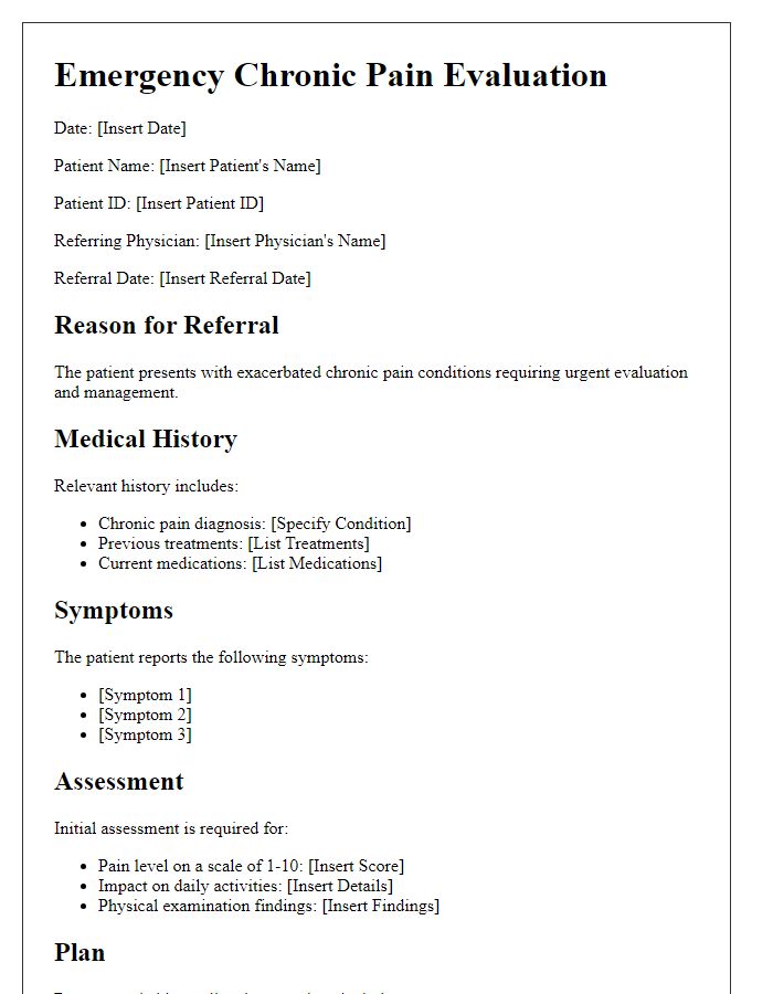 Letter template of emergency chronic pain evaluation.