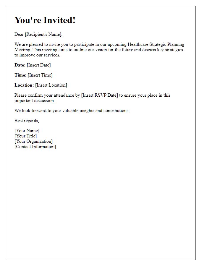 Letter template of invitation to healthcare strategic planning meeting