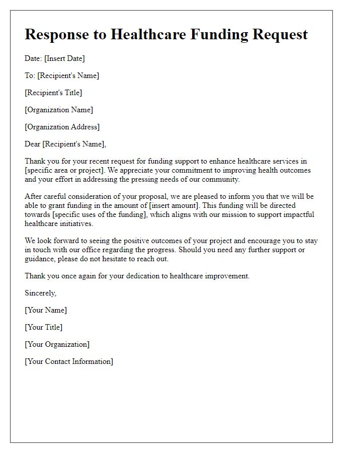 Letter template of healthcare funding request response