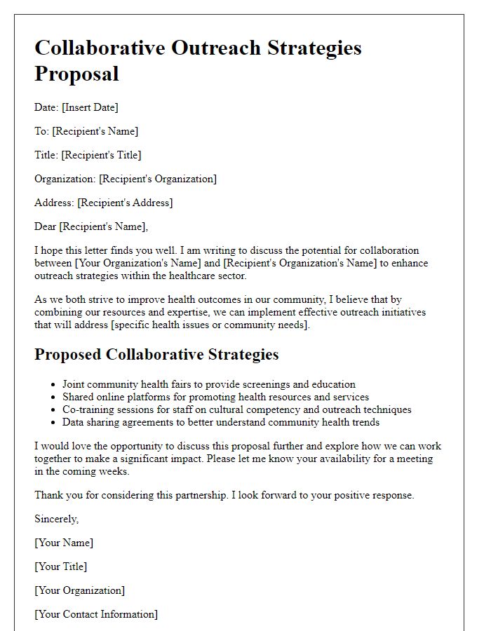 Letter template of collaborative outreach strategies in the healthcare sector