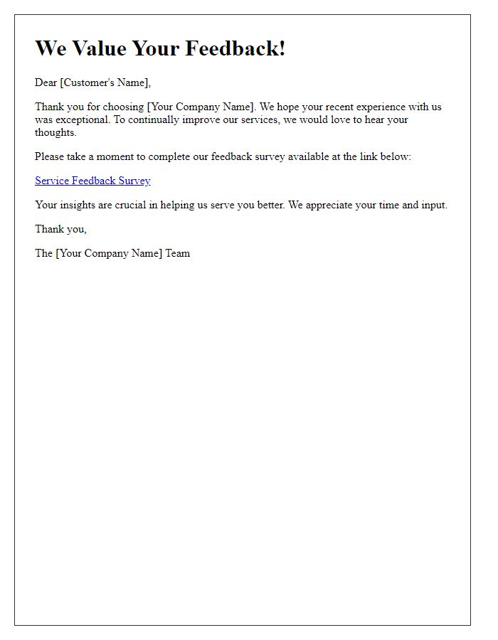 Letter template of service quality feedback solicitation