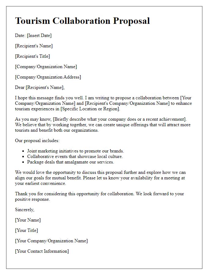 Letter template of tourism collaboration proposal