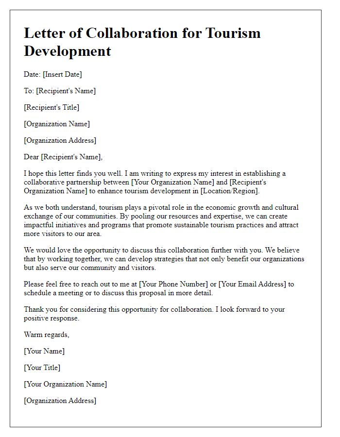 Letter template of tourism development collaboration