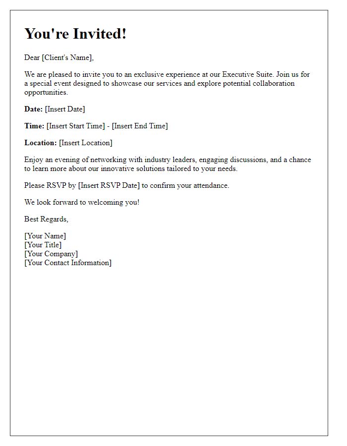 Letter template of executive suite invitation for prospective clients