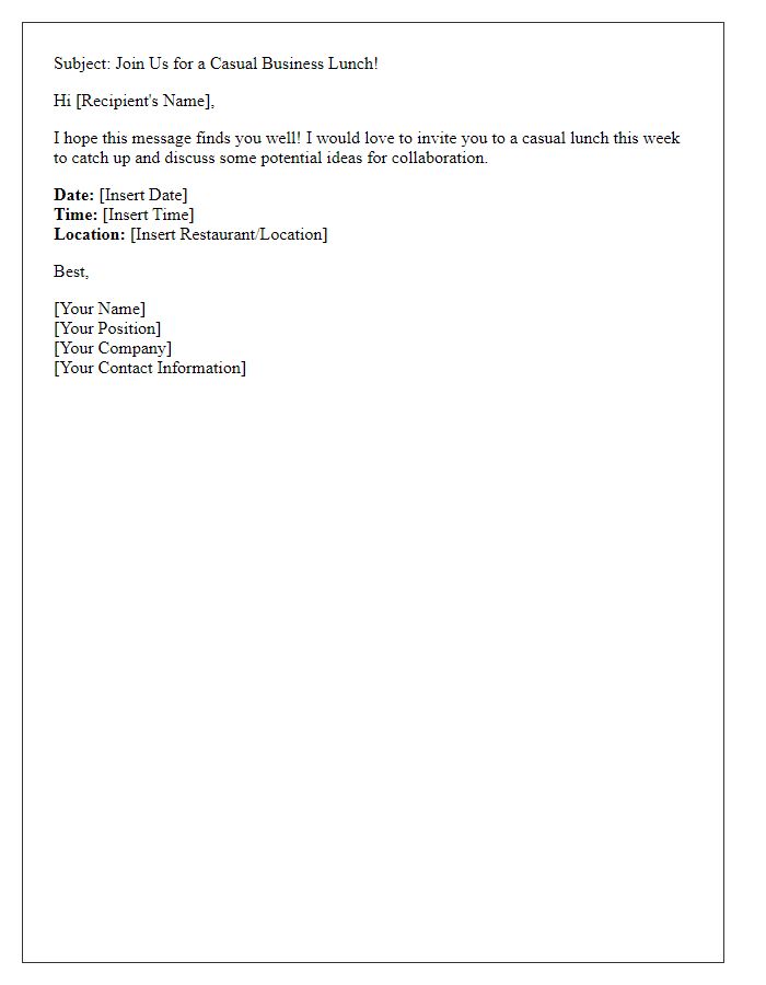 Letter template of casual business lunch invitation