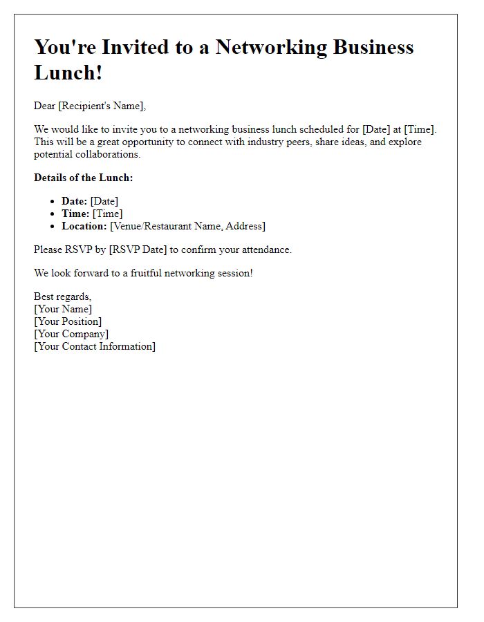 Letter template of networking business lunch invitation