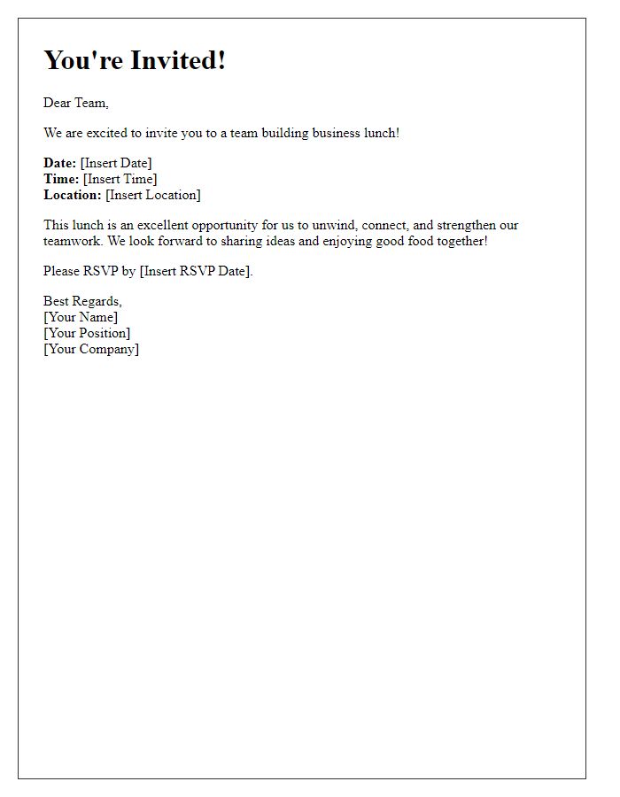 Letter template of team building business lunch invitation