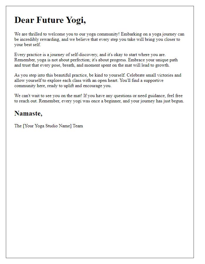 Letter template of encouragement for prospective yoga students