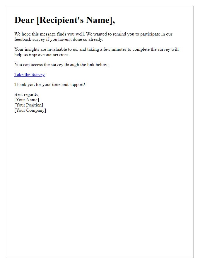 Letter template of Feedback Survey Reminder