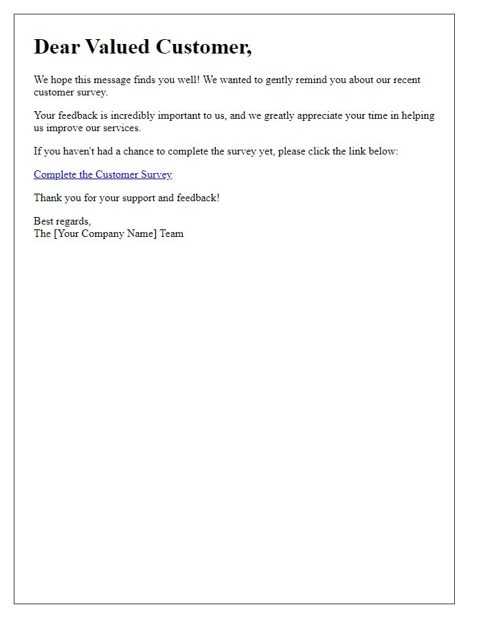 Letter template of Gentle Reminder for Customer Survey