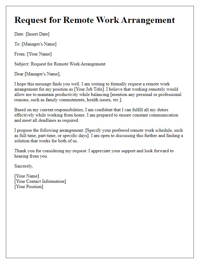 Letter template of request for remote work arrangement