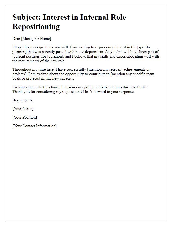 Letter template of interest in internal role repositioning.