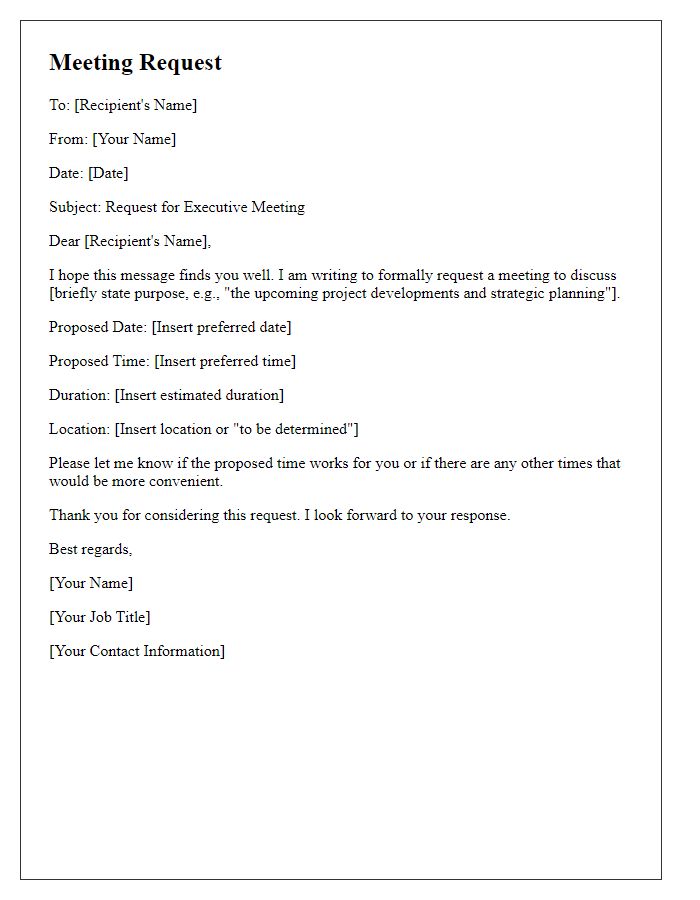 Letter template of executive meeting request