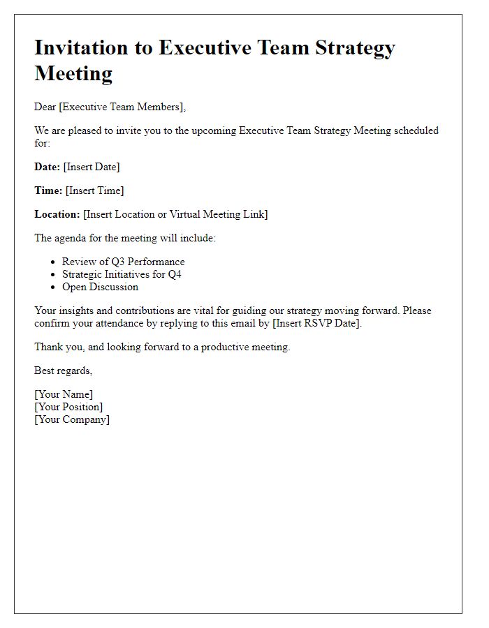 Letter template of executive team strategy meeting invitation