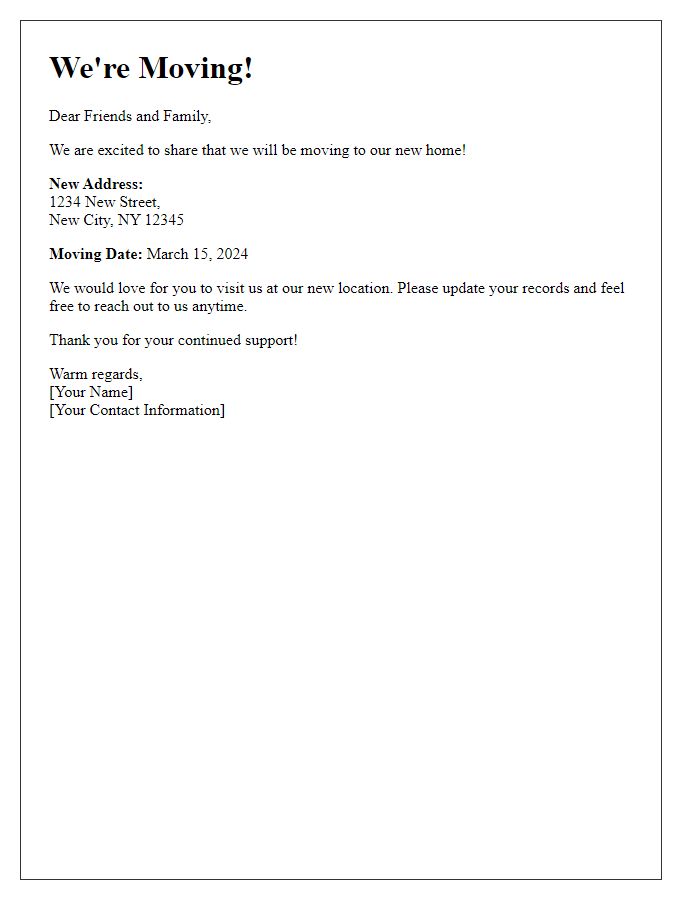 Letter template of moving event announcement