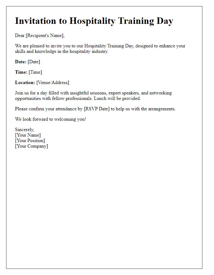 Letter template of invitation for hospitality training day