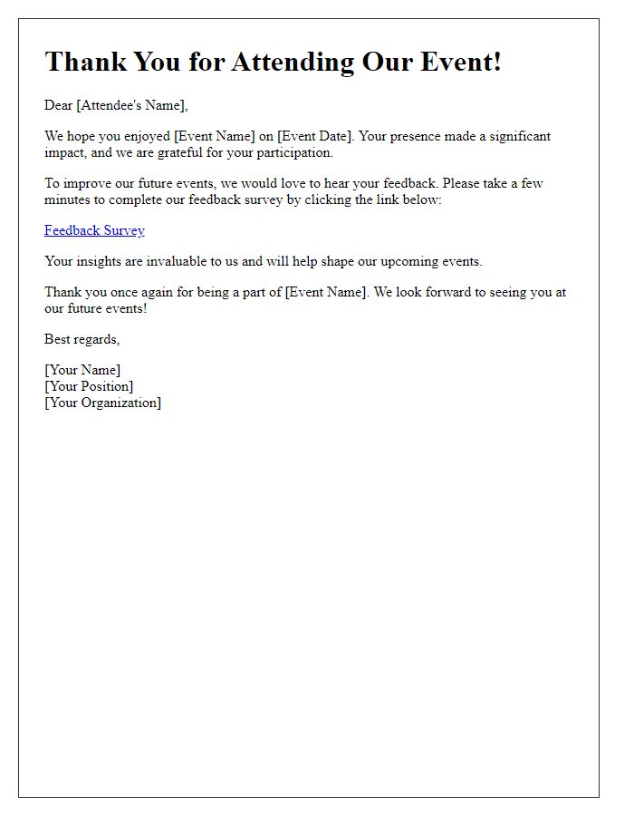 Letter template of feedback collection for recent event attendees.