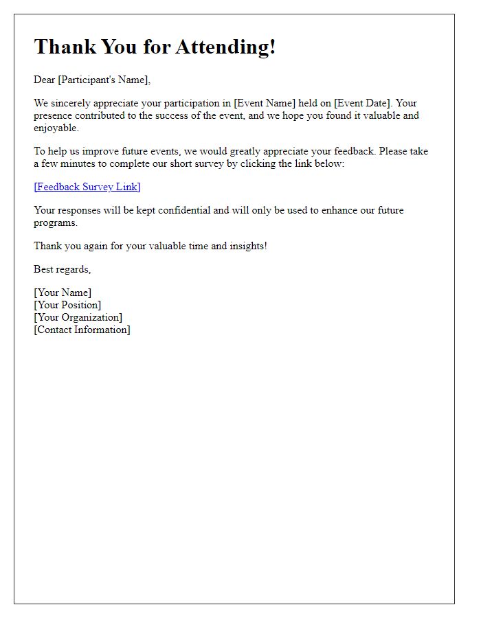Letter template of post-event feedback request for participants.