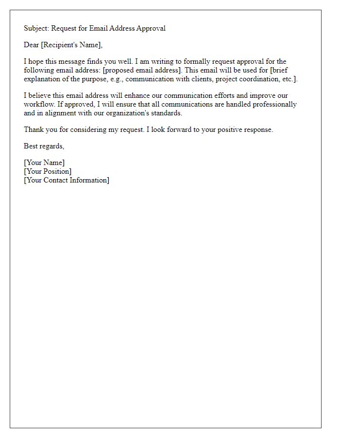 Letter template of email address approval request