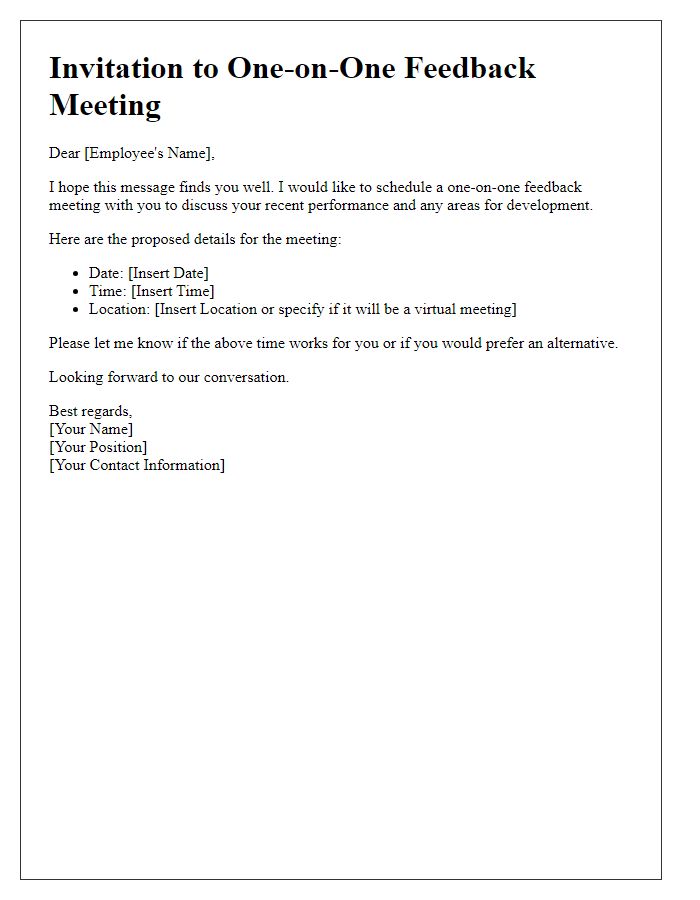 Letter template for facilitating a one-on-one feedback meeting