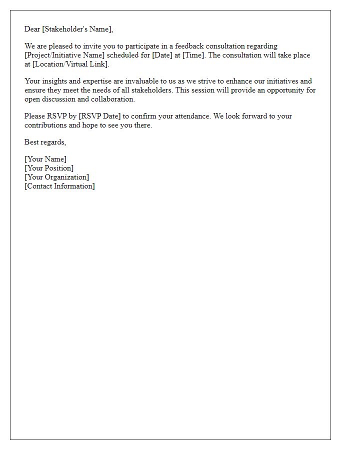 Letter template for inviting stakeholders to a feedback consultation