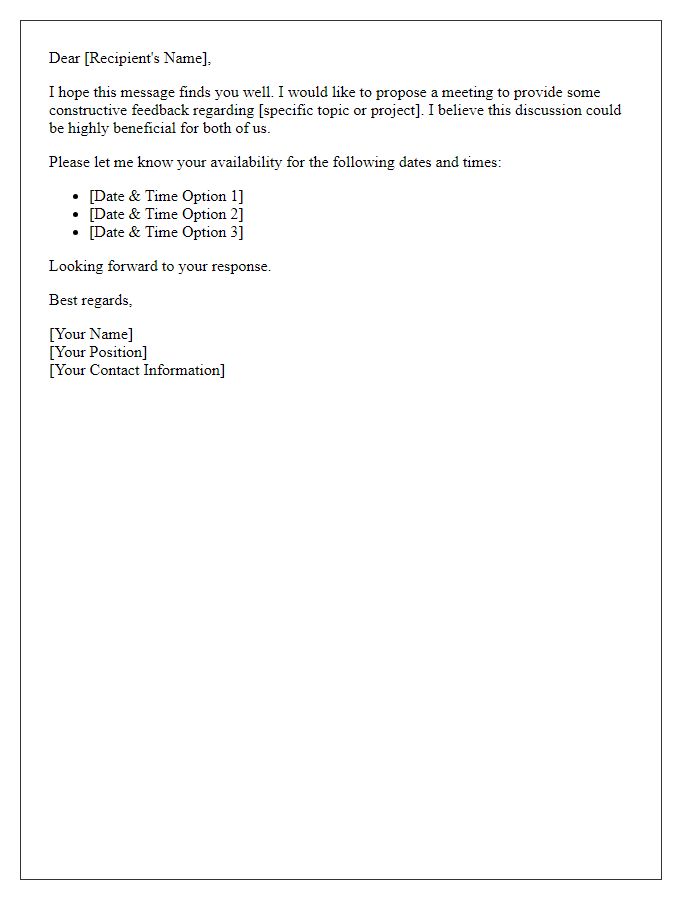 Letter template for proposing a constructive feedback meeting