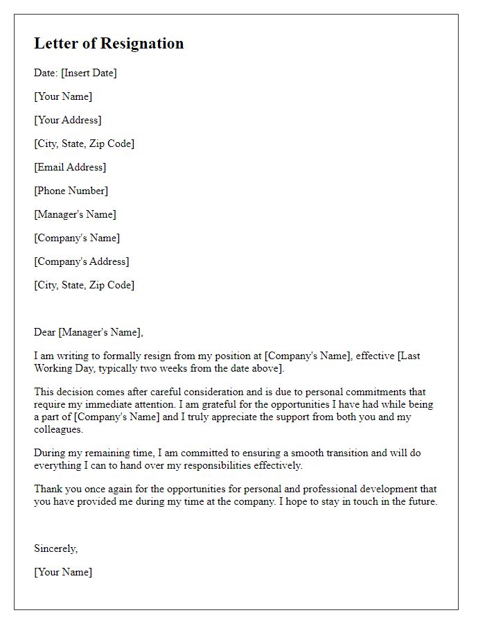 Letter template of stepping down for personal commitments