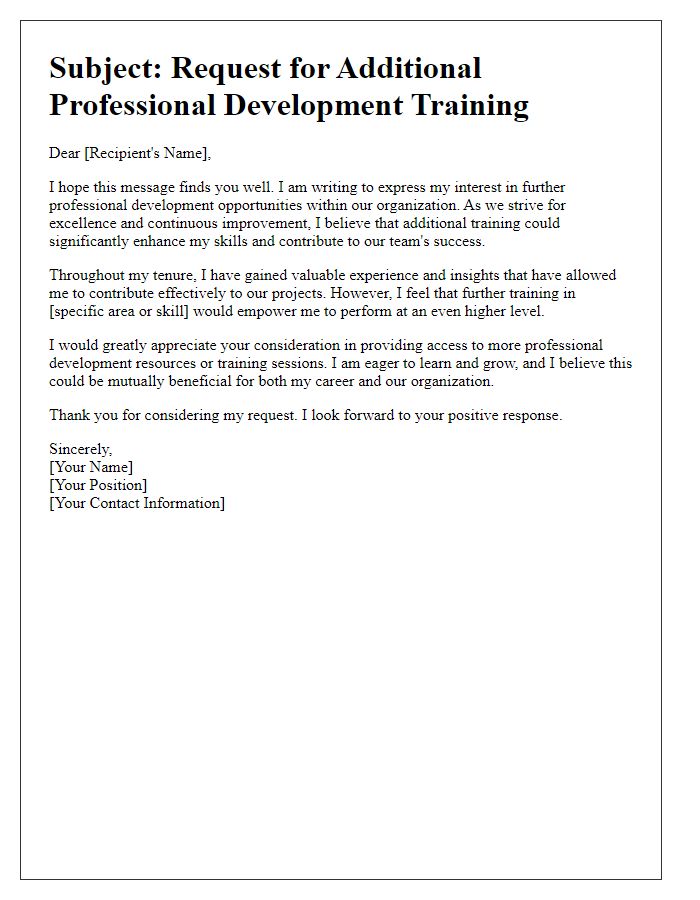 Letter template of Solicitation for More Professional Development Training