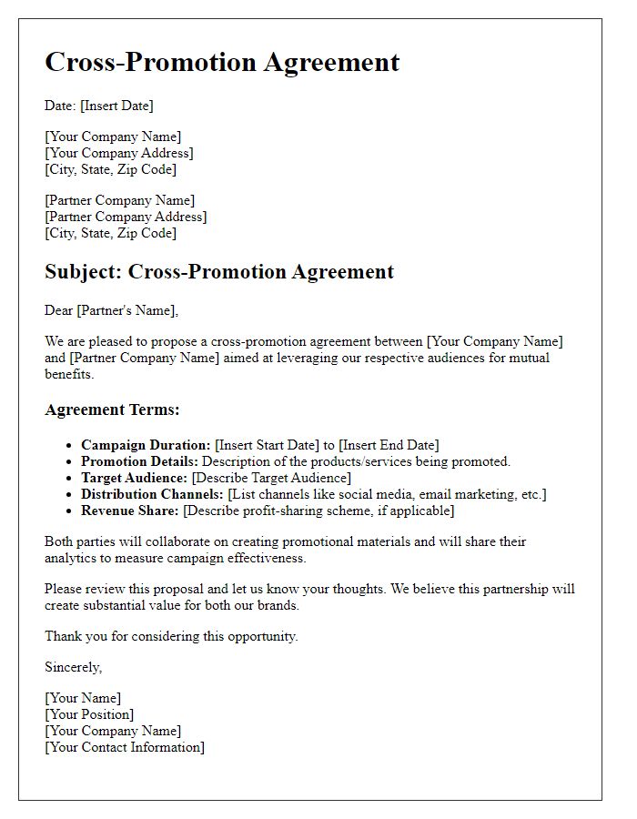 Letter template of cross-promotion agreement for mutual benefits