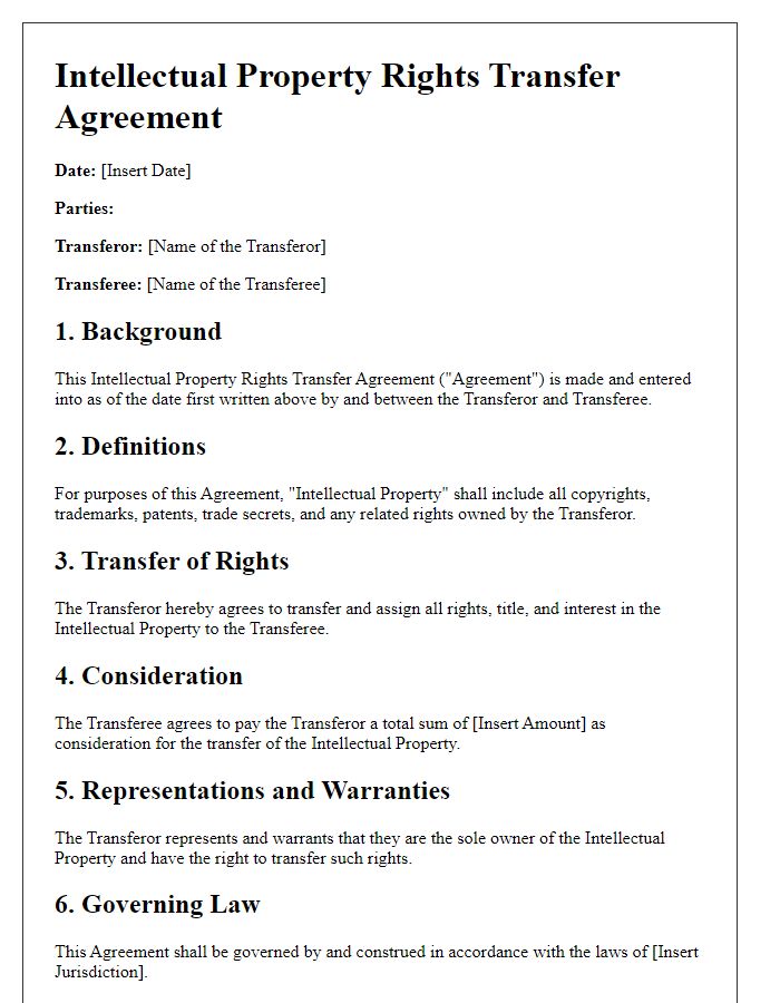 Letter template of intellectual property rights transfer agreement