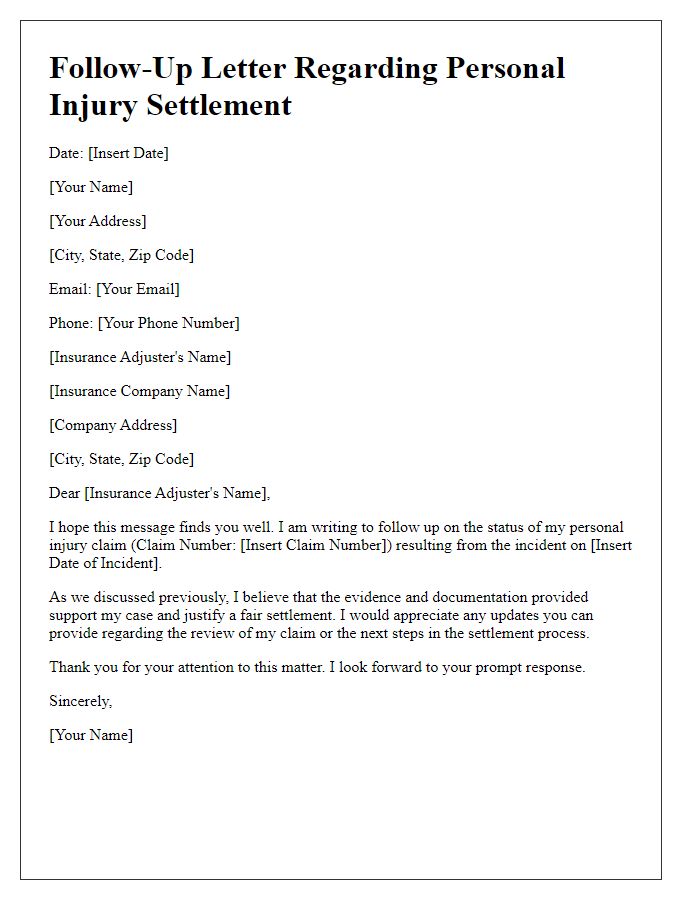 Letter template of personal injury settlement follow-up