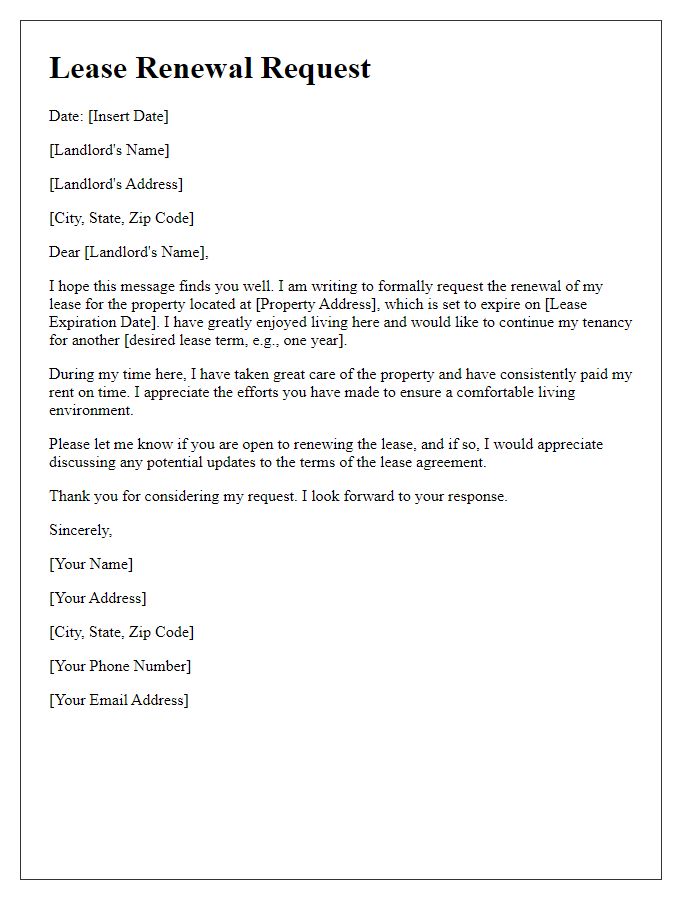 Letter template of tenant request for lease renewal