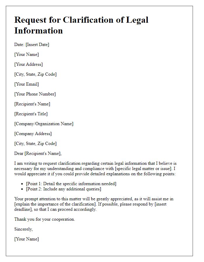 Letter template of legal information clarification request