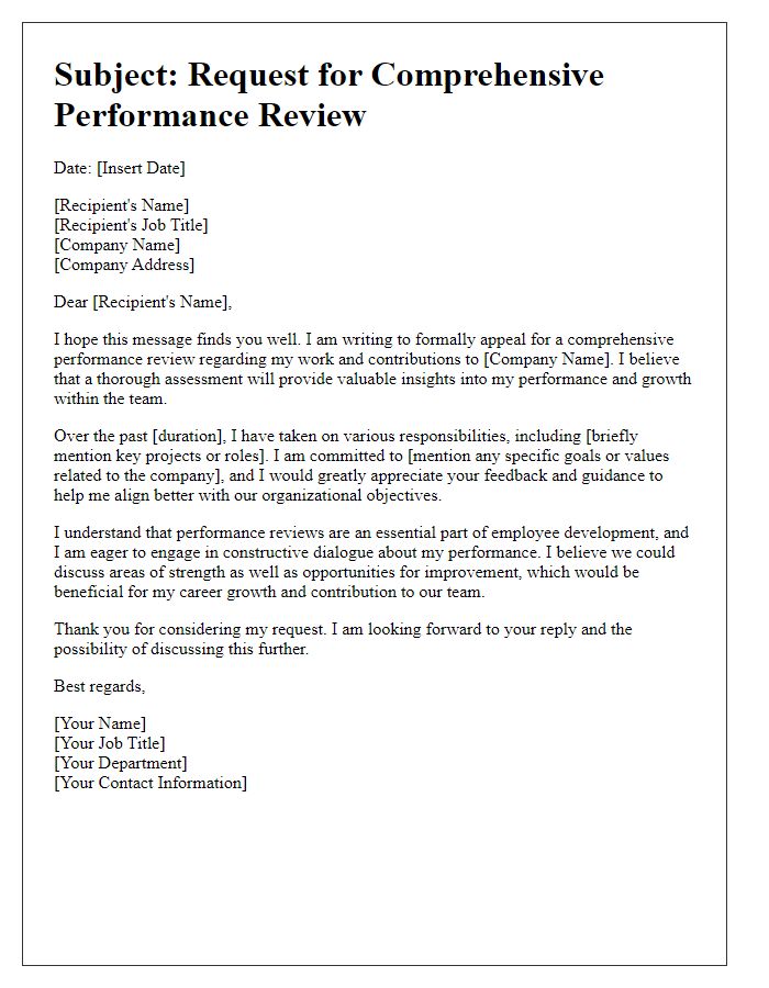 Letter template of appeal for a comprehensive performance review