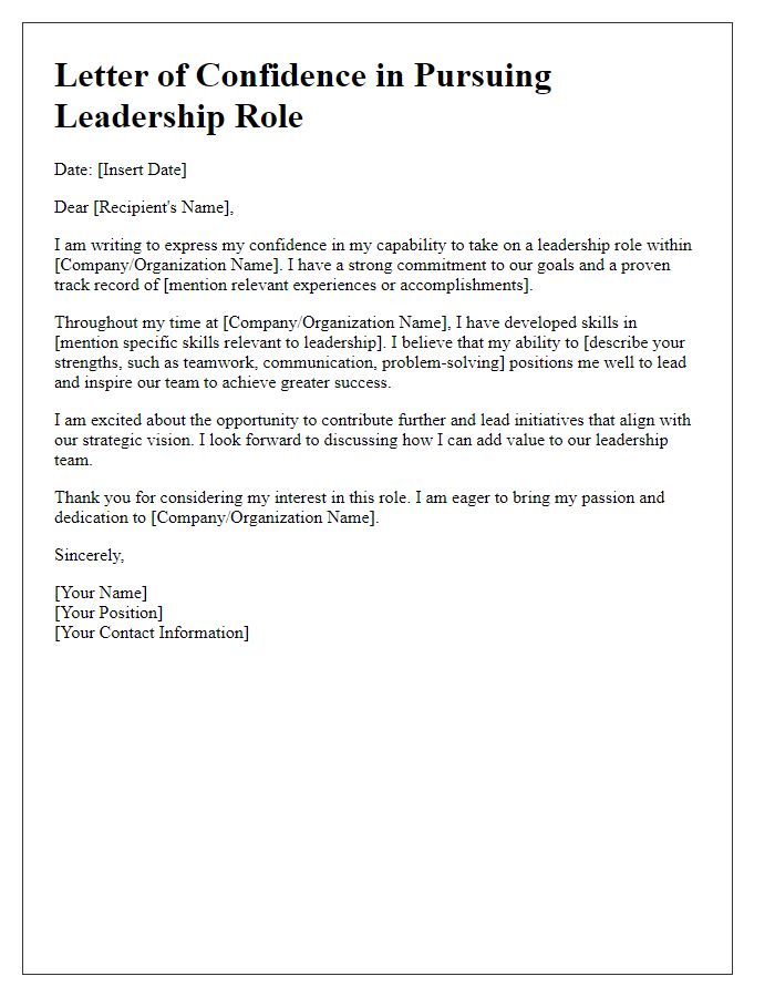 Letter template of confidence in pursuing leadership role