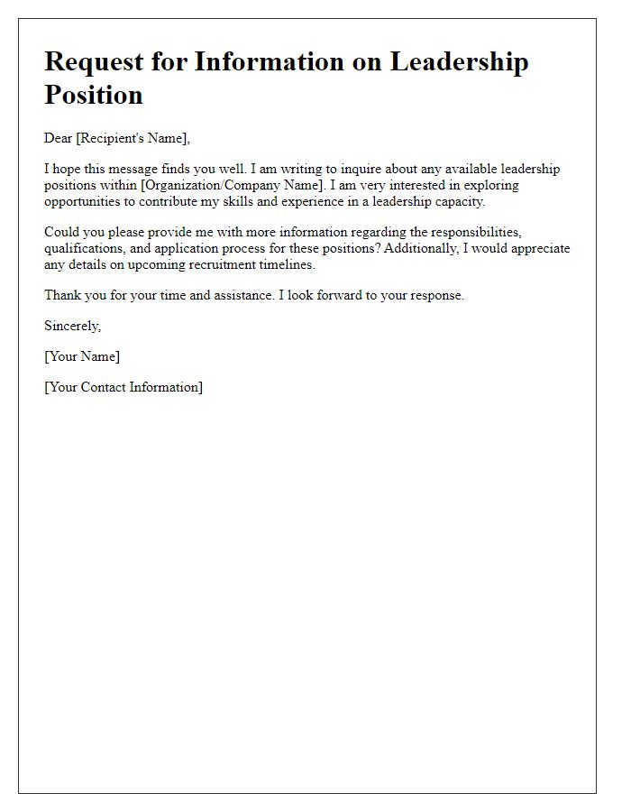 Letter template of request for leadership position information