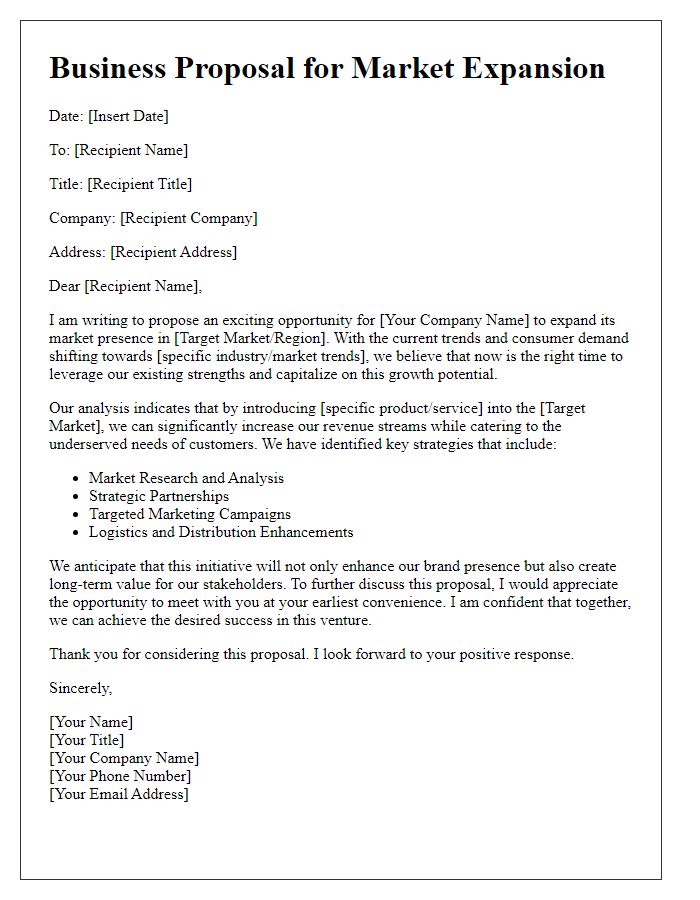 Letter template of business proposal for market expansion