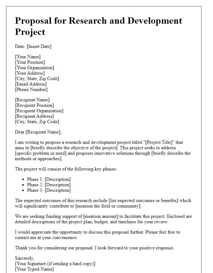 Letter template of proposal for research and development project