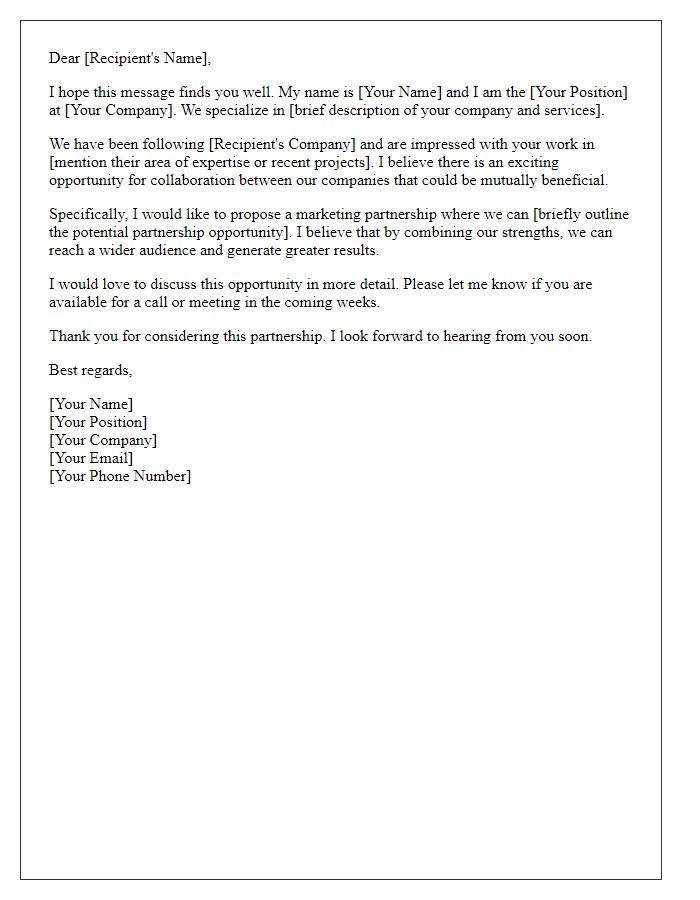 Letter template of introduction for marketing partnership collaboration