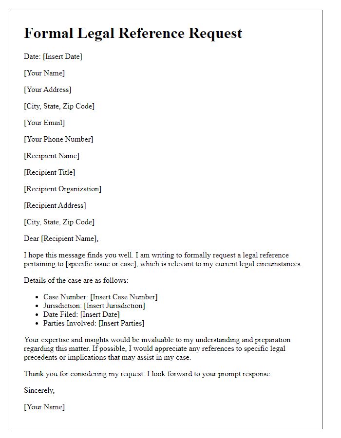 Letter template of Formal Legal Reference Request